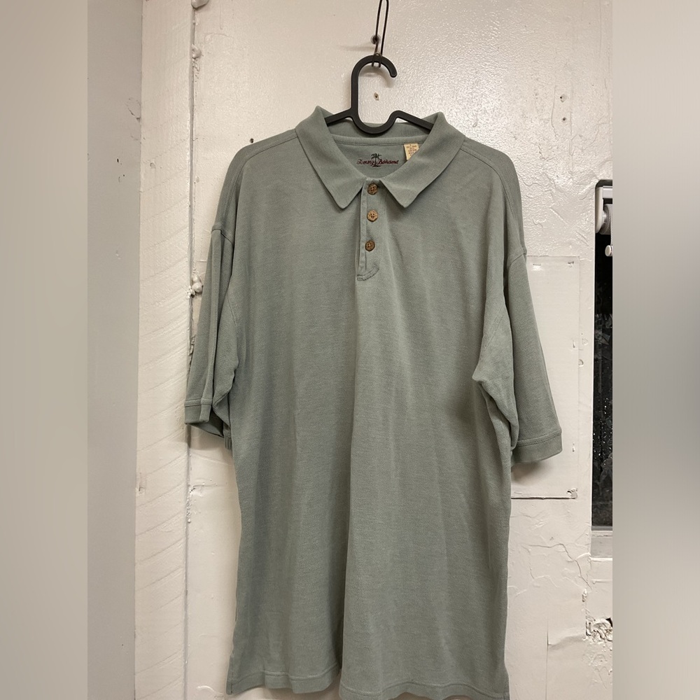 Tommy Bahama Mens Polo Shirt Silk Blend Short Sleeve Light Green Size L